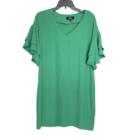 A.B.S. Collection Womens Dress Green Size Small Short Tiered Sleeve Shift Mini - Picture 6 of 14